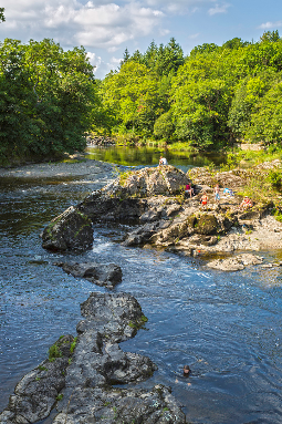 The Wye cuts through resistant rock near Builth Wells